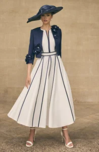 navy:ivoryVeni Infantino dress Mother of the Bride at Linzi Crawford