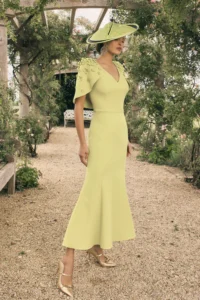 lime Veni Infantino Spring dress Mother of the Bride at Linzi Crawford